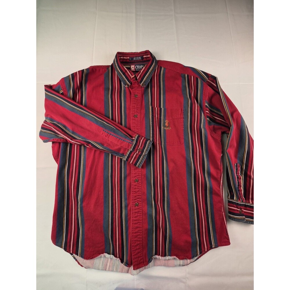 Vtg‎ 90's Chaps Men's XL Colorful Striped Colorblock Button Up Shirt